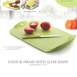 Chop & Drain Vegetables Fruits Chopping Board Sleek Knife